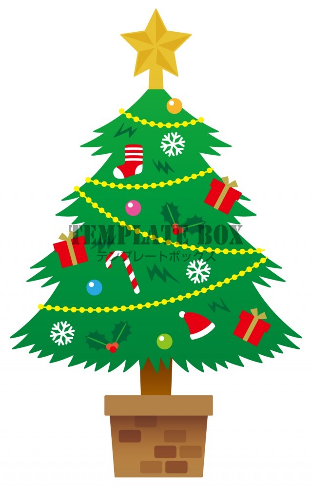 クリスマスツリー 12月 クリスマス イベント デコレーション 冬 カラフル クリスマスに使えるワンポイントカット 無料イラスト 素材 Templatebox
