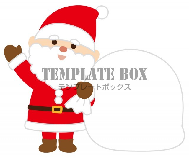 大きな袋を持ったサンタクロース 12月 クリスマス イベント 冬 かわいい クリスマスに使えるワンポイントカット 無料イラスト 素材 Templatebox