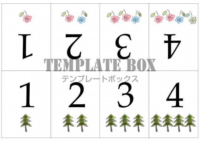 受付や案内所で便利な 立つ番号札 の無料テンプレート お花と木のイラスト入りでかわいい 無料テンプレート Templatebox
