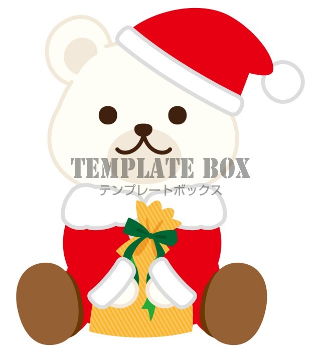 プレゼントを抱えたサンタベア クリスマス サンタクロース クマ 熊 くま かわいい 12月 クリスマスに使えるワンポイントカット 無料イラスト 素材 Templatebox