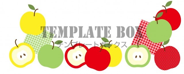 赤 緑 黄色の3色のりんごがポップにデザインされたかわいい無料イラスト 無料テンプレート Templatebox