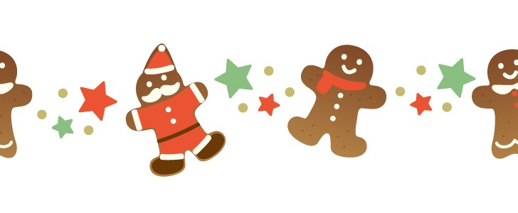 ジンジャーマンクッキーの上下フレーム クリスマス 12月 クッキー お菓子 サンタクロース 冬 かわいい 枠 クリスマスに使えるフレーム素材 無料 イラスト素材 Templatebox