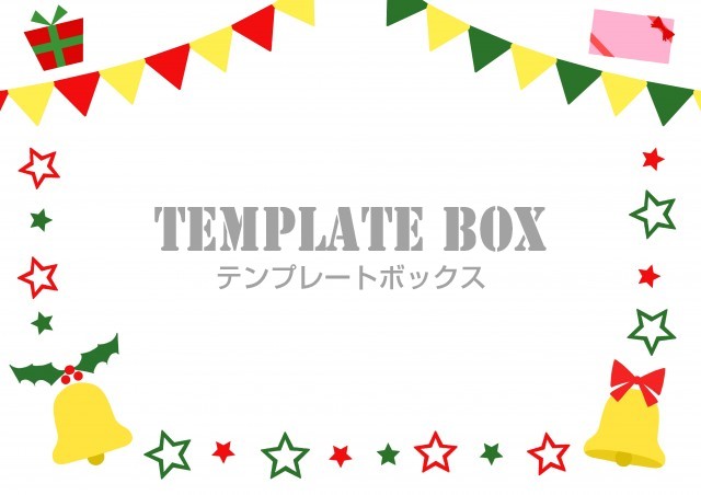 フラッグとベルのクリスマスフレーム フラッグ クリスマス ひいらぎ 無料イラスト素材 Templatebox