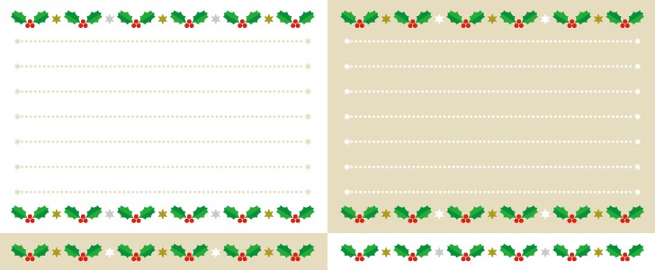 ヒイラギラインのメモ帳 サイズ8分割 クリスマス 冬 植物 12月 メモ用紙 メモ メッセージ クリスマスシーズンに使えるメモ帳素材 無料イラスト素材 Templatebox