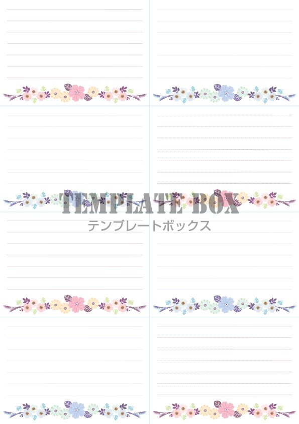 花のライン状イラストの入ったメモ帳 サイズ8分割 メモ メモ用紙 ピンク系 ブルー系 花模様 かわいい 普段使いできるかわいいメモ帳素材 無料イラスト素材 Templatebox