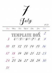 2022年7月カ…｜無料テンプレート｜カレンダー｜無料