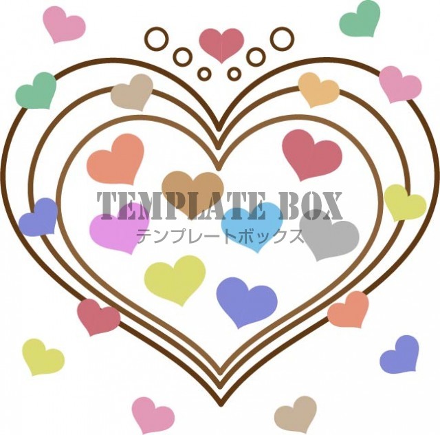 バレンタインのイラスト素材 シックな彩の大小のたくさんのかわいいハートのワンポイントイラスト 無料イラスト素材 Templatebox