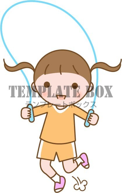 人物のイラスト素材 縄跳びをする女の子のワンポイントイラスト 無料イラスト素材 Templatebox