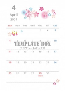 2021年4月カ…｜無料テンプレート｜カレンダー｜無料