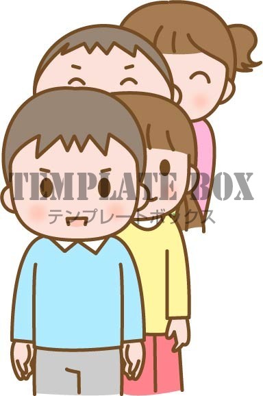 人物のイラスト素材 学校 保育園イラスト 縦一列に並ぶ子どもたち 無料イラスト素材 Templatebox