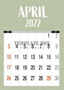 ＜2022年＞4…｜無料テンプレート｜カレンダー｜無料