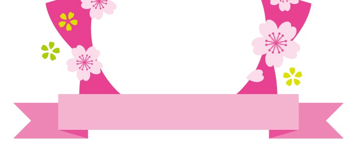 リボンタイトルスペース付き桜型フレーム 春 さくら サクラ 花 花型 リボン 花模様 ピンク 入学 入園 春に使えるフレーム素材 無料イラスト 素材 Templatebox