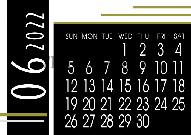 22年6月カレンダー おしゃれな黒ベースのデザインカレンダー素材 無料テンプレート Templatebox