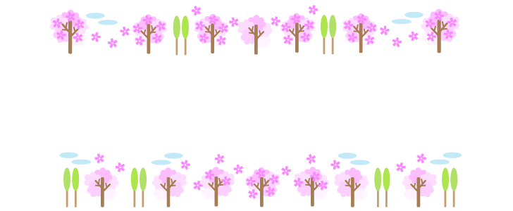 4月のイメージのフレーム 枠素材 桜並木と春らしい風景のデザイン 無料テンプレート Templatebox