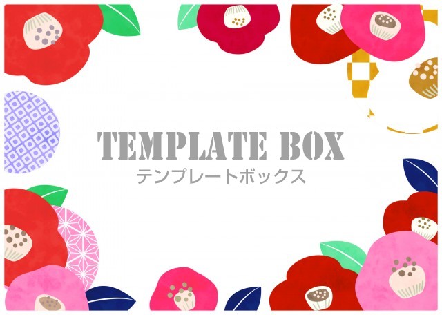 冬に使える椿の花のオシャレなイラストフレーム Jpg Pdf 透過png のダウンロード 無料イラスト素材 Templatebox