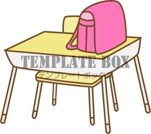 小学校の教室の風景 机と椅子とピンクのランドセルのワンポイントイラスト 無料イラスト素材 Templatebox
