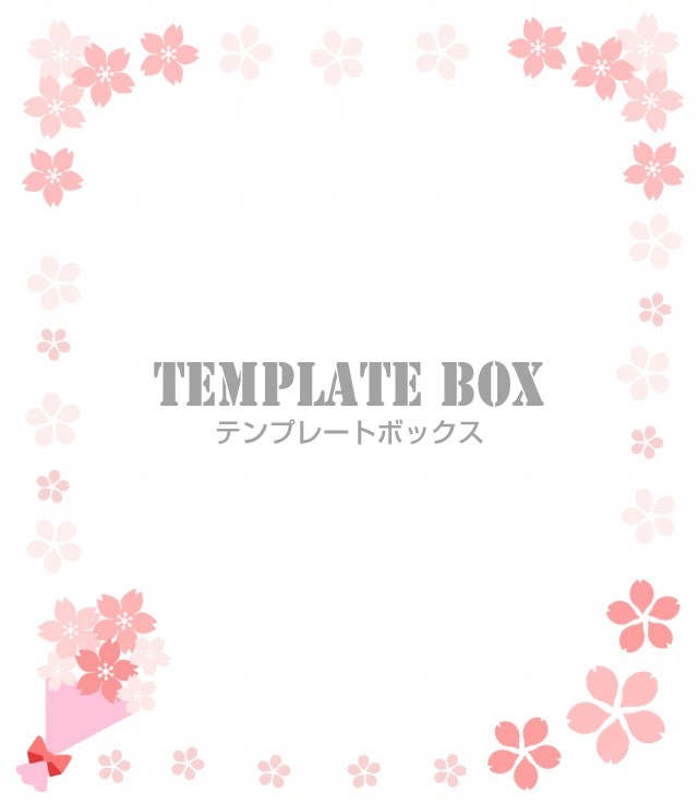 サクラのブーケのフレーム 結婚式 招待状 さくら フレーム 無料イラスト素材 Templatebox