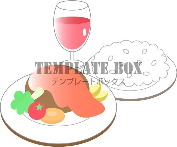 料理 食事 メニュー 食品 食材 ハンバーグステーキのワンポイントイラスト 無料イラスト素材 Templatebox