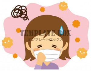 マスクをつけた花…｜無料イラスト素材｜ワンポイント｜無料