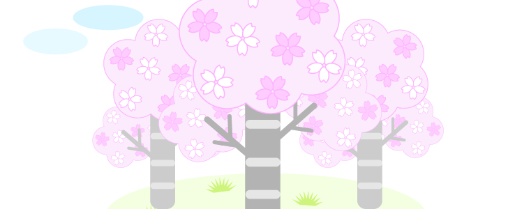 4月 春の景色のワンポイントイラスト 桜の木と緑の芝と青空のイラスト 無料イラスト素材 Templatebox