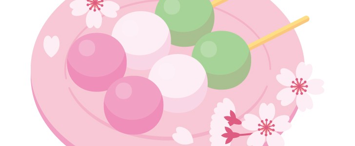 お花見三食団子のイラスト 春 桜 さくら 花見 おだんご 和菓子 餅菓子 春に使えるワンポイントカット 無料イラスト素材 Templatebox
