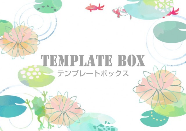 季節の花 7月 夏 水連と蓮の花の涼しげなデザインのフレーム 喪中はがき ポスター 無料イラスト素材 Templatebox