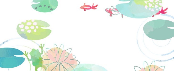 水連｜蓮の花｜7月｜夏｜カエル｜金魚｜無料イラスト素材｜無料｜ダウンロード