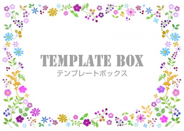沢山の小花のカラフルなフレーム 春のメッセージカード 掲示用のpop お知らせ 無料イラスト素材 Templatebox