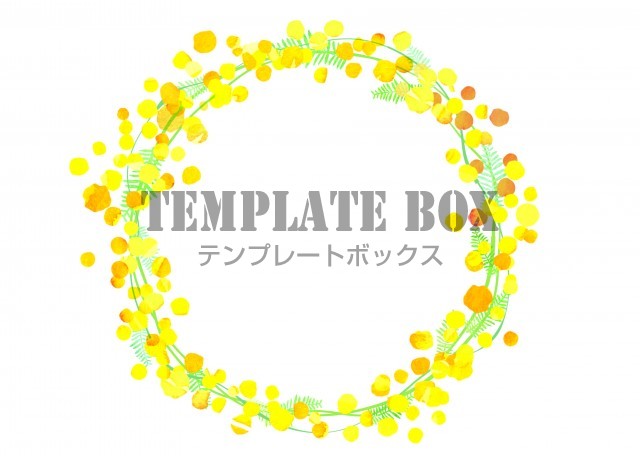 円形のミモザの花フレーム 広告 チラシ 月齢 メッセージカード におすすめをダウンロード 無料イラスト素材 Templatebox