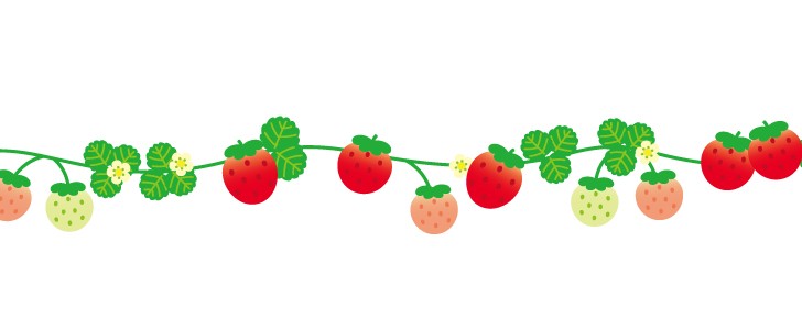 たくさんのイチゴが実った上下フレーム いちご 苺 春 果物 フルーツ かわいい 枠 飾り枠 デコレーション 多用途に使えるフレーム素材 無料イラスト 素材 Templatebox