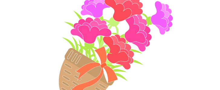 母の日のイラスト素材 3色のきれいなカーネーションの花籠の贈り物 無料イラスト素材 Templatebox