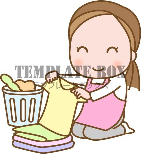 家事イラスト 洗濯物をたたむエプロン姿の女性 主婦 ママのワンポイントイラスト 無料イラスト素材 Templatebox