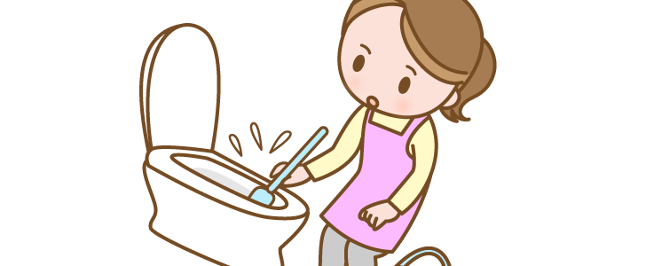 家事イラスト トイレ掃除をするエプロン姿の女性 主婦 ママのワンポイントイラスト 無料イラスト素材 Templatebox