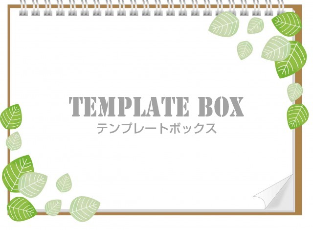 緑の素材 スケッチブックと緑の葉がおしゃれなフレーム チラシ Dm Pop 無料イラスト素材 Templatebox