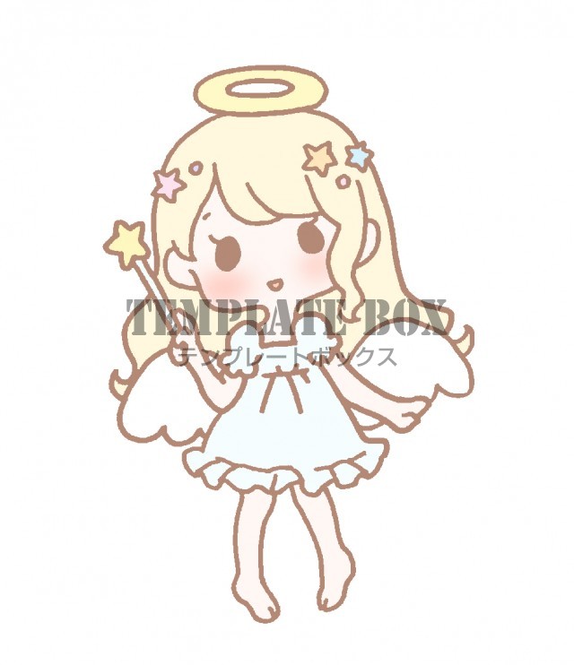 星のステッキを持っている金髪の天使の女の子のワンポイントイラスト 無料イラスト素材 Templatebox