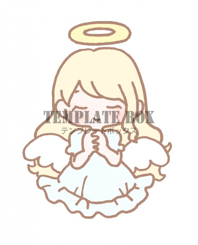 お祈りをしている金髪ロングヘアの天使の女の子のワンポイントイラスト 無料イラスト素材 Templatebox