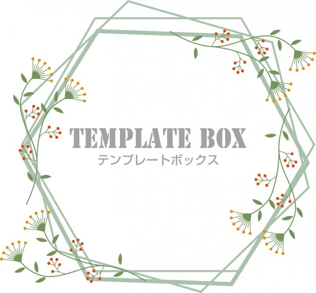 緑の素材：エレガントなハーブと線画のフレーム素材（チラシ・DM・POP） | 無料イラスト素材｜TemplateBox