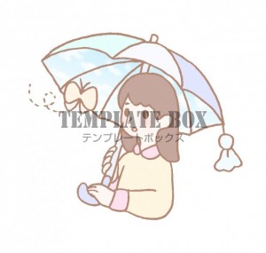 傘をさしていたら…｜無料イラスト素材｜ワンポイント｜無料