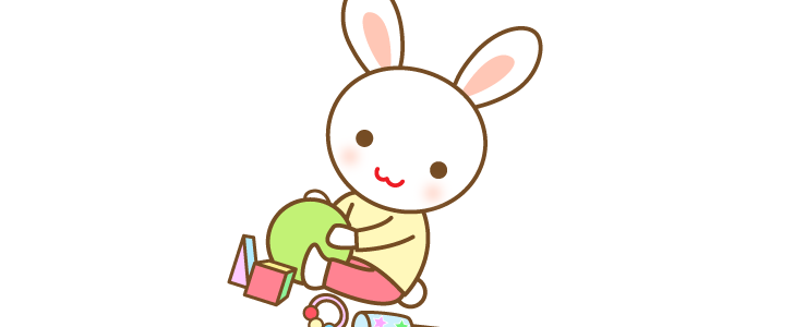 かわいいウサギのワンポイントイラスト おもちゃで遊ぶカワイイ幼児のうさぎのイラスト素材 無料イラスト素材 Templatebox