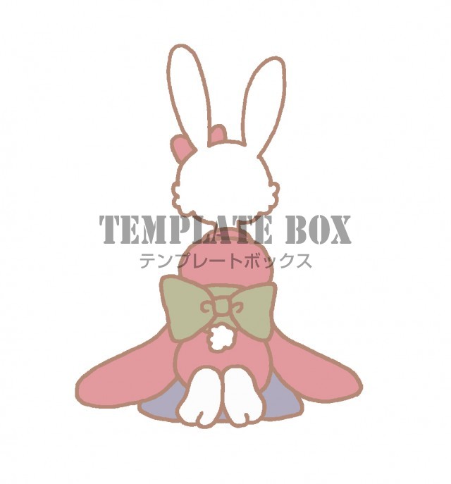 着物姿のうさぎの女の子のシンプルな後ろ姿のワンポイントイラスト 無料イラスト素材 Templatebox