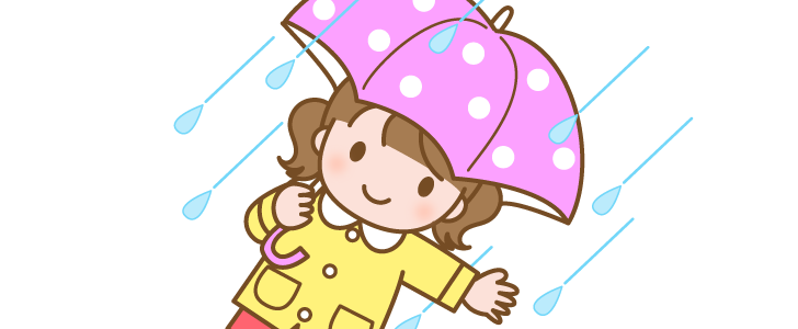 6月のイメージのワンポイントイラスト 雨の中 長靴とレインコート姿で傘をさして歩くかわいい女の子のイラスト 無料イラスト素材 Templatebox