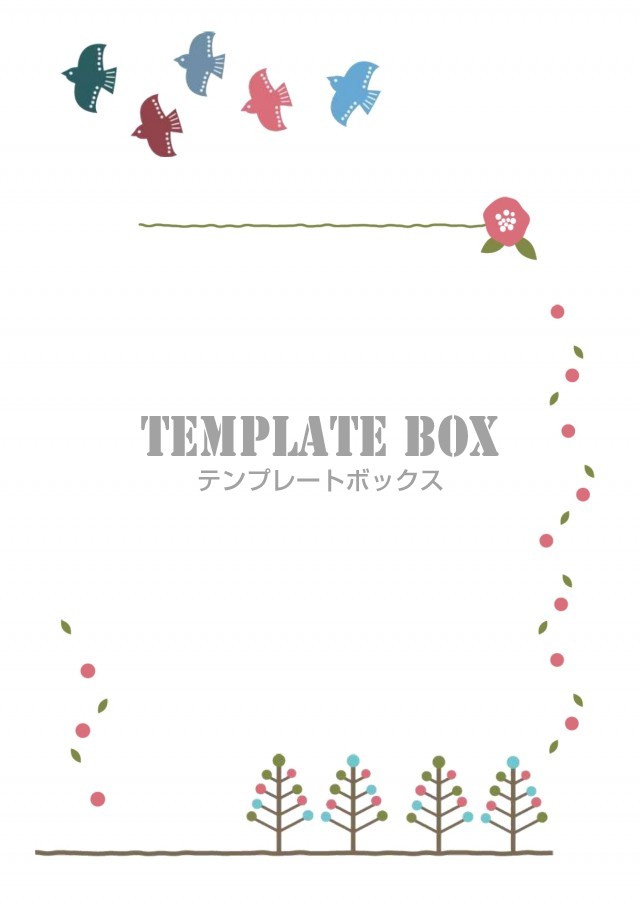 かわいいデザインの北欧風の鳥のイラストフレーム お店 店舗 Pop 告知 案内 無料テンプレート Templatebox