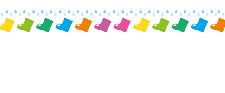 カラフルな長靴の上下フレーム 梅雨 雨 6月 雨具 天気 かわいい 枠 デコレーション 梅雨や雨のイメージに使えるフレーム素材 無料イラスト 素材 Templatebox