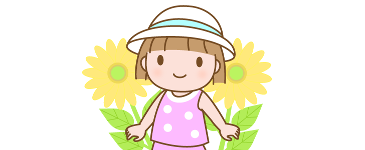 7月のイメージのワンポイントイラスト 夏休み ひまわりの花と麦わら帽子の子どものイラスト 無料イラスト素材 Templatebox