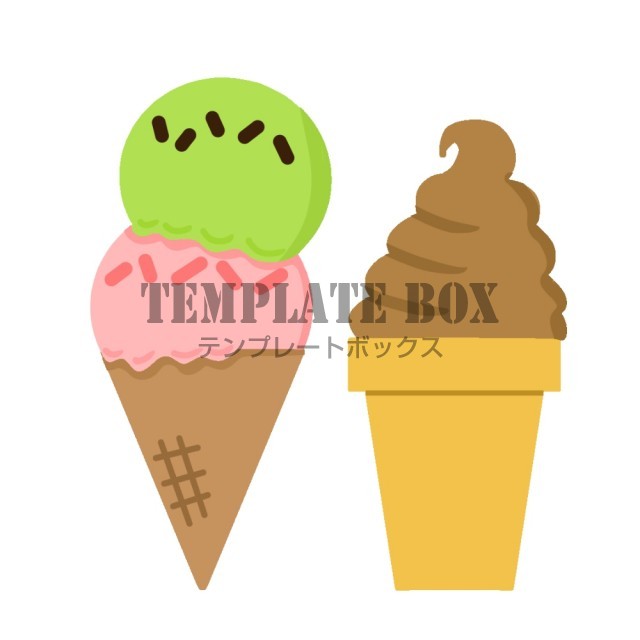 アイス ソフトクリーム7月のイラスト アイスクリーム 7月 甘味処 無料イラスト素材 Templatebox
