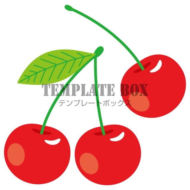 真っ赤なサクランボのイラスト素材 果物 フルーツ かわいい 6月 チェリー サクランボ ６月 果物のイメージに使えるワンポイントカット 無料 イラスト素材 Templatebox