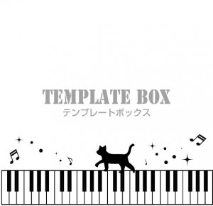 黒猫とピアノの鍵…｜無料イラスト素材｜ライン・線｜無料