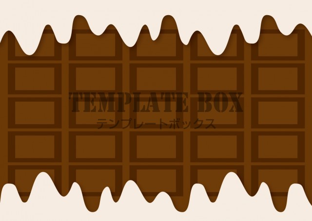 板チョコレートのイラストフレーム素材（バレンタイン・ケーキ屋さん・横型・A４サイズ）