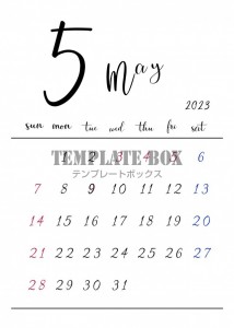 02 2023年5月カレンダー　シンプルでオシャレなデザイン背景色…