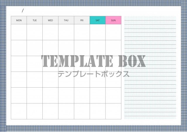 簡単印刷 月間スケジュール表 カレンダー形式 メモ欄 エクセル ワード Pdf 無料テンプレート Templatebox